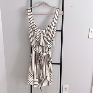 NWT GUESS dress adjustable straps low cut ruffle striped w tie sleeveless tank